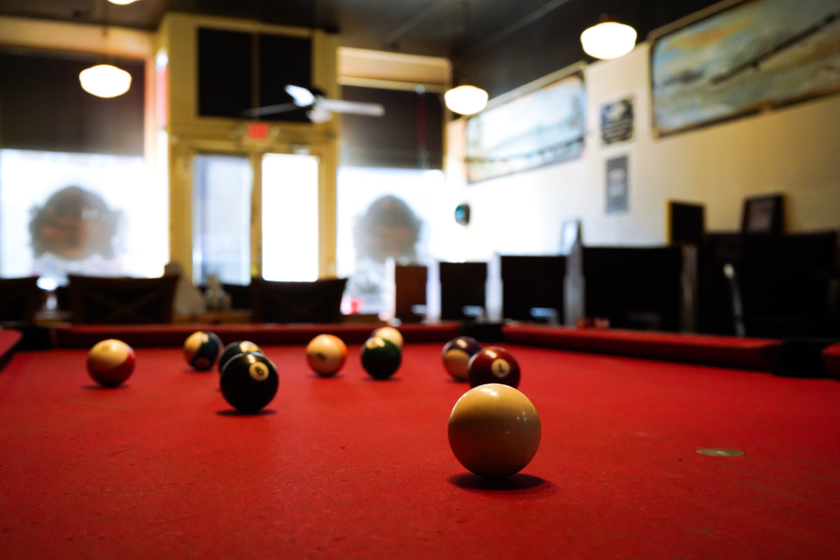 Historic pool table at Waudby's